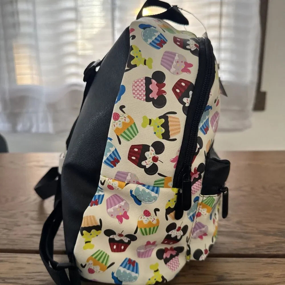DISNEY'S MICKEY MOUSE & FRIENDS CUPCAKE PRINT BACKPACK NEW